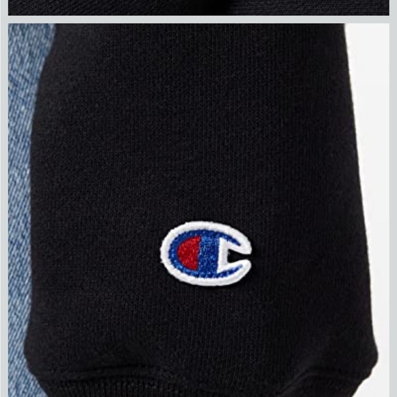 Champion Reverse Weave Heart Logo Black Crop Hoodie Size XL - Picture 5 of 12